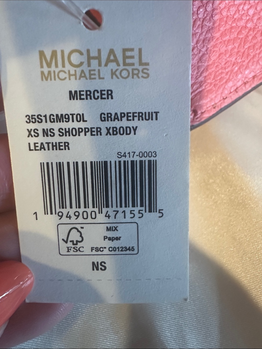 Michael Kors Mercer XS Shopper Tote-Grapefruit (Pink) - Picture 10 of 10